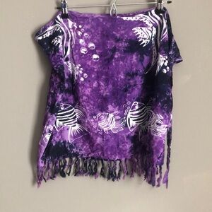 Sarong Purple Swimsuit Cover Up Side Tie Skirt OS